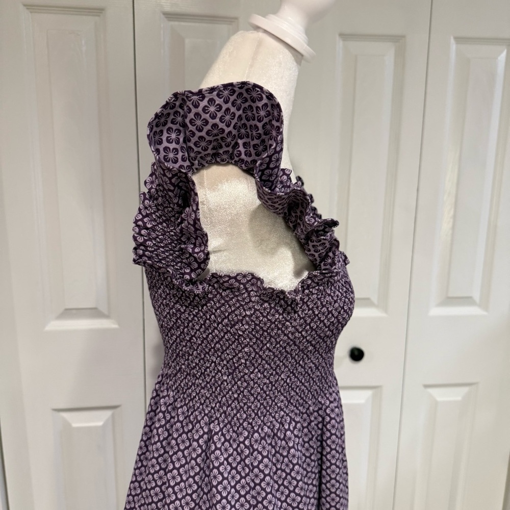 Hill House Home, The Nap Dress Purple Floral Smocked Midi Dress,  Size Small EUC - Picture 7 of 11